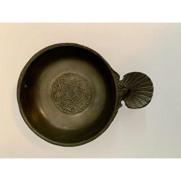Antique 19th Century French Pewter Wine Taster Marked Crown Hallmarks 4 in Shell - Picture 2 of 14